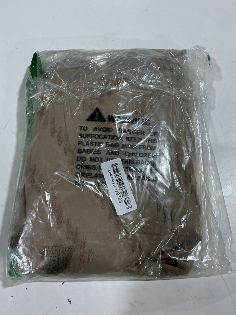 Condition photo showing Good Condition for Dynamene Stall Fabric Shower Curtain, 54x78 Inch Boho Tufted Chevron Striped Shower Curtains for Bathroom, Minimalist Heavy Duty Cloth Shower Curtain Set with 10 Hooks, Machine Washable, Beige Beige 54"W x 78"L (Pack of 1)