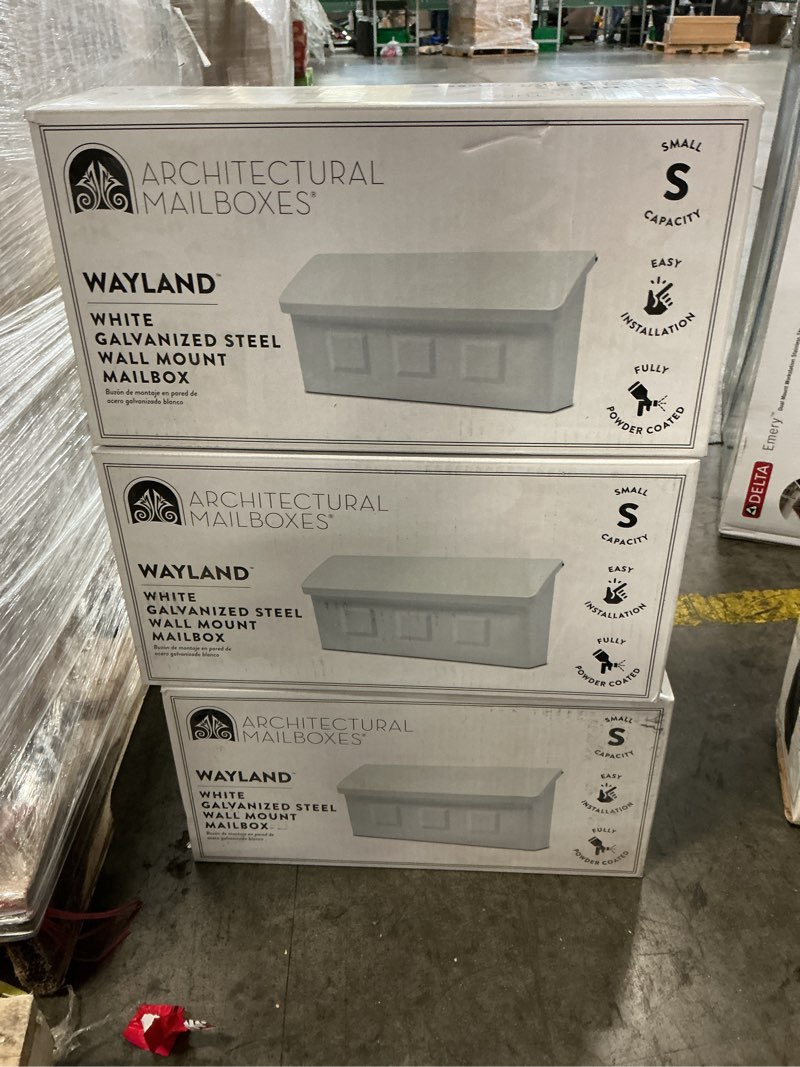 Condition photo showing New/Like New for architectural mailboxes wayland contemporary galvanized steel wall mount white mailbox