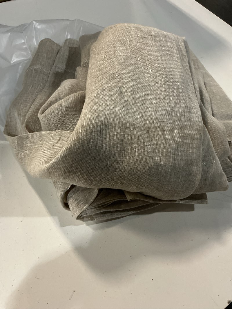 Condition photo showing Good Condition for european linen sheer curtain set, 48x84, flax