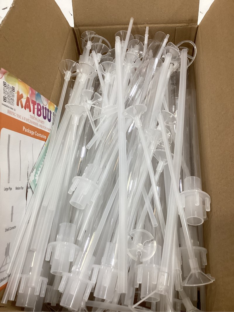 Condition photo showing As Is for 4 sets of balloon stand kit - 62in balloon stands with base, balloon sticks, decorations for party birthday wedding baby shower gender reveal graduation 4 set 62inch balloons stand