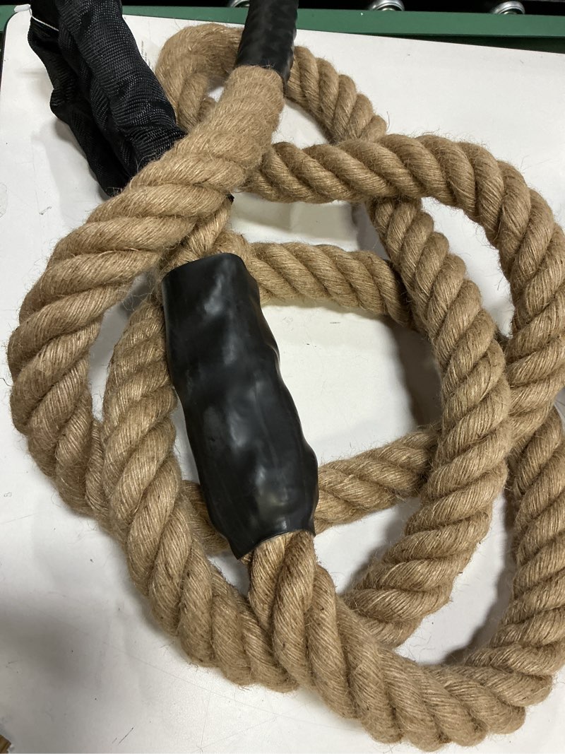 Condition photo showing As Is for Climbing Rope Gym Workout - 10FT 15FT 20FT 25FT 30FT 35FT Heavy Duty Jute Thick Ropes for Adults Strength Training Outdoor Tree Swing Indoor Home Fitness Exercise - 1.5 Inch Jute 10FT