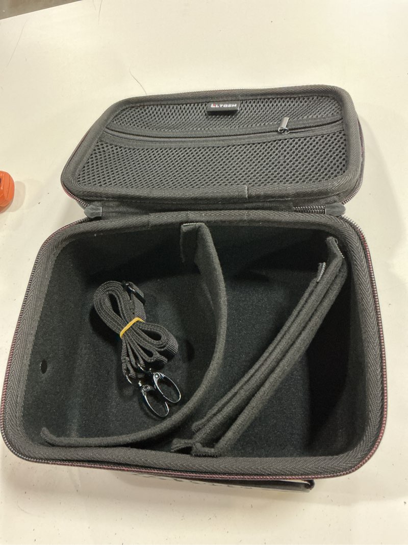 Condition photo showing As Is for camera case compatible with canon eos rebel t7/r50/r6 mark ii/r100/r50 v/t6/r8/r10/r5 mark ii/rp/r7/5d mark iv/sl3/r5/t100 dslr slr camera, len and tripod with 4 dividers and shoulder strap, black black small