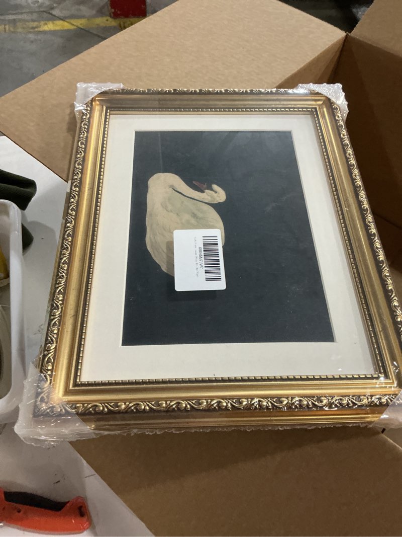 Condition photo showing New/Like New for VIYYIEA Gold Framed Wall Art Canvas Print Home Decor Vintage Swan Decoration Grace Swan Art Painting Pictures Rustic Bathroom Wall Decor Animal Farmhouse Artwork for Living Room Bedroom Office 11x14in Zwaan 14"L x 11"W