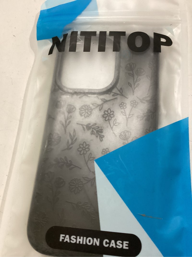 Condition photo showing New/Like New for NITITOP Compatible for iPhone 14 Pro Case Cute Flower Floral Clear for Women Girl Ultra Slim Crystal Shockproof Soft TPU Anti-Yellow Protective Phone Cover - Black Black iPhone 14 Pro