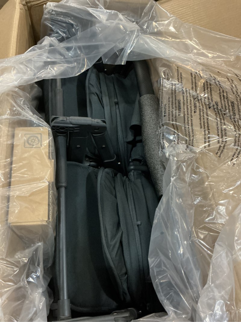 Condition photo showing Good Condition for uppababy minu duo side-by-side double stroller - lightweight + compact design for travel - easy fold- from birth to toddler - independent recline - jake (charcoal/carbon frame/black leather)