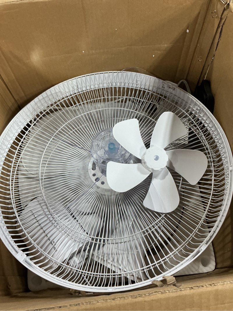Condition photo showing As Is for Amazon Basics 16" DC Motor Standing Floor Fan, 12 Speed with Remote, 3 Breeze Modes, Dual-Layered Blades (10 Blades), Timer, Energy Efficiency and Quiet DC Motor (28W), White 12-Speed, DC Motor