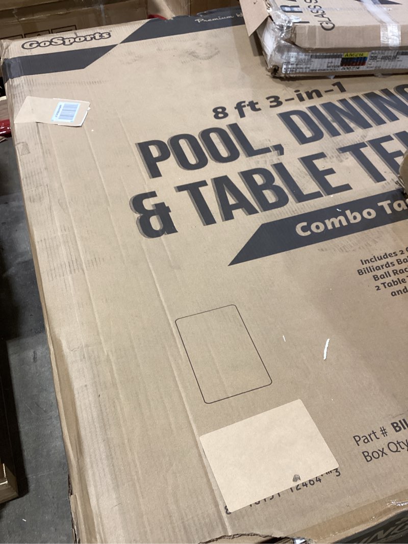 Condition photo showing As Is for (similar item) gosports 3 in 1 pool, dining, & table tennis combo table and storage benches - 7 ft or 8 ft - convertible billiards and table tennis with accessories 8 ft light birch table