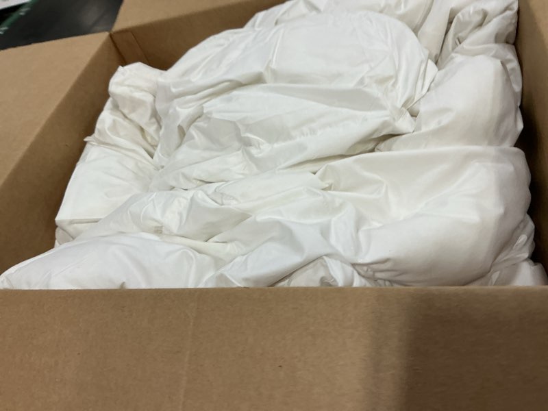 Condition photo showing Good Condition for hotel grand luxury white goose feather down fiber comforter full queen size, 100% cotton all season duvet insert queen, medium warmth bedding comforter with 8 corner loops, white 90x90 inch all season full/queen