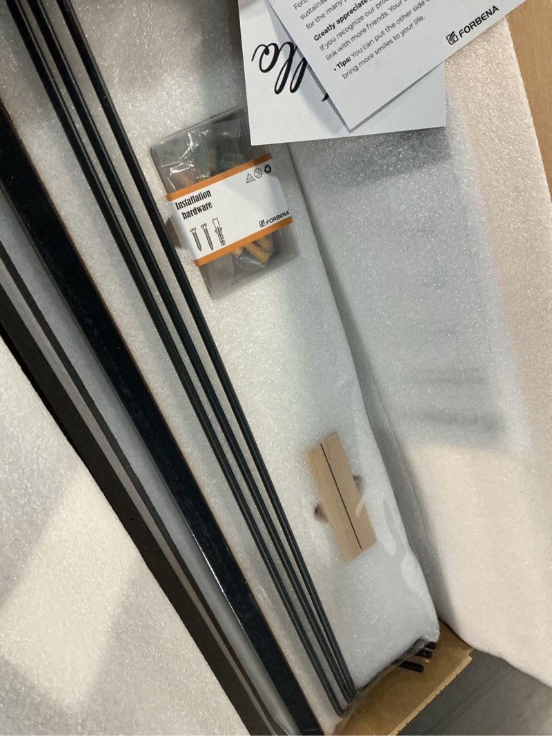 Condition photo showing Good Condition for forbena 24 inch wall shelves for bedroom 3-pack, black floating shelves with rail, vintage large floating book shelves for bathroom kitchen living room office decor kids room legos display (black) 24 inch black