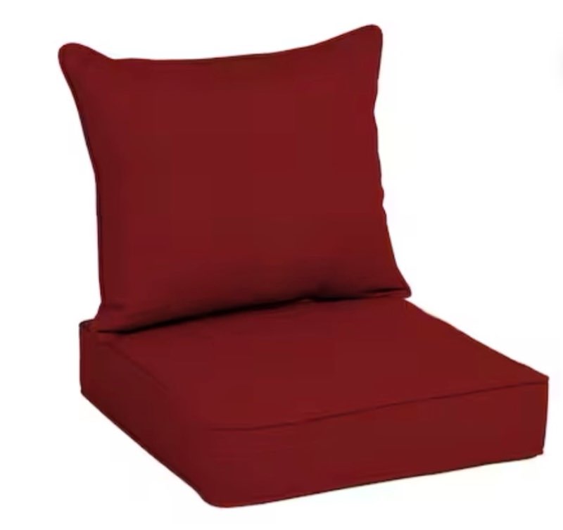 allen + roth 25-in x 25-in 2 -piece red solid deep seat patio chair cushion
