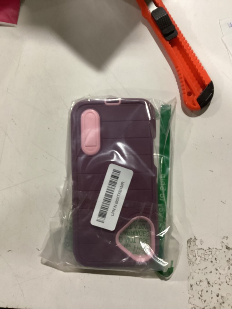 Condition photo showing As Is for for iphone 16 plus case with screen protector,built-in invisible kickstand,heavy duty shockproof drop protection military grade tri-layer rugged durable cell phone cover for apple 16 plus 6.7"(purple for iphone 16 plus purple
