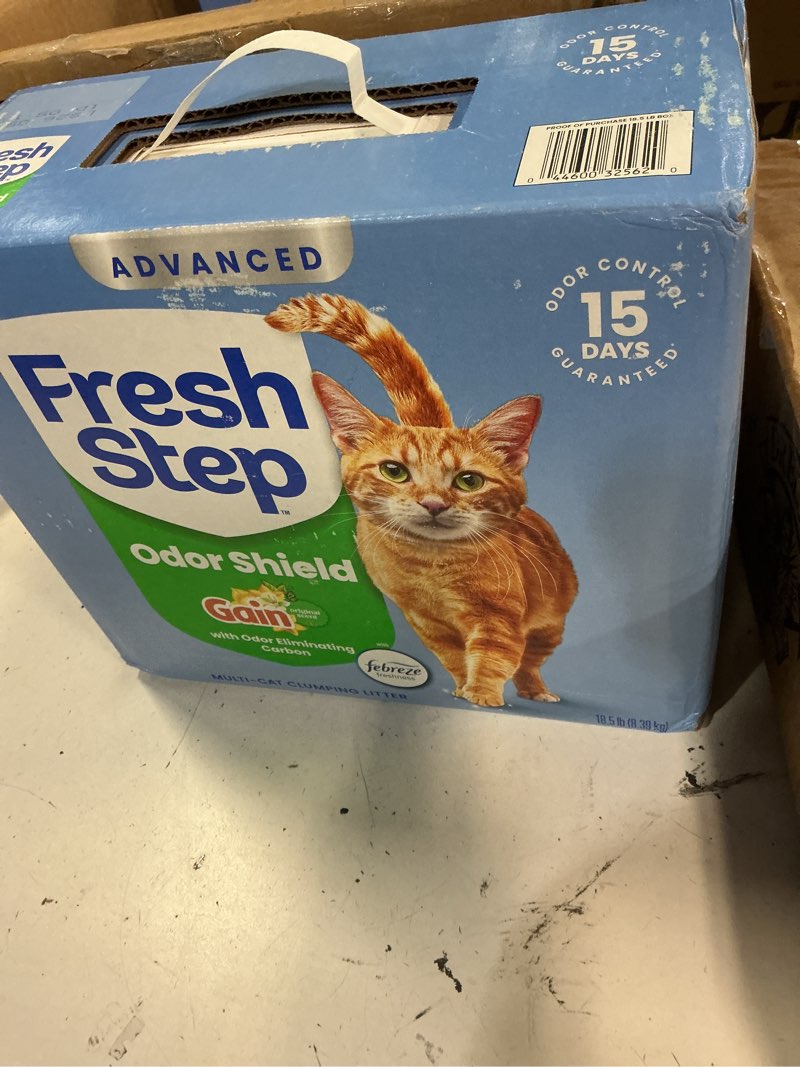 Condition photo showing New/Like New for fresh step advanced clumping litter with febreze freshness with gain scent, fights odor on contact, 37 lbs. (2 x 18.5 lb. box) (package may vary)