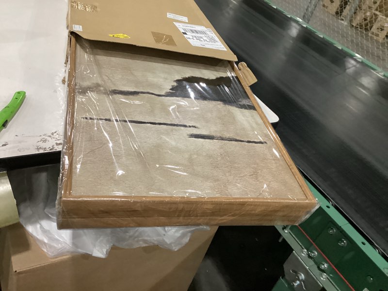 Condition photo showing New/Like New for Large Abstract Black and Tan Framed Canvas Wall Art,Vintage Minimalist Wall Decor,Neutral Brush Stroke Artwork,Modern Textured Art Print for Living Room,Bedroom,Office- 16"x24"x3 Brown and Black Wall Art 16"L x 24"W