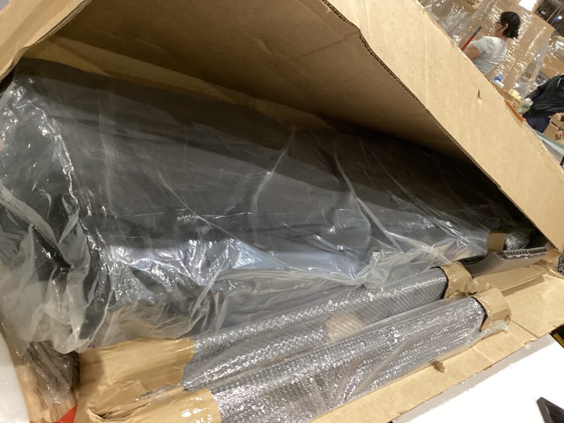 Condition photo showing Good Condition for 15-foot three-head patio shade umbrella, covering an area of 135 square feet, with uv50 and waterproof canopy, including base and sandbags