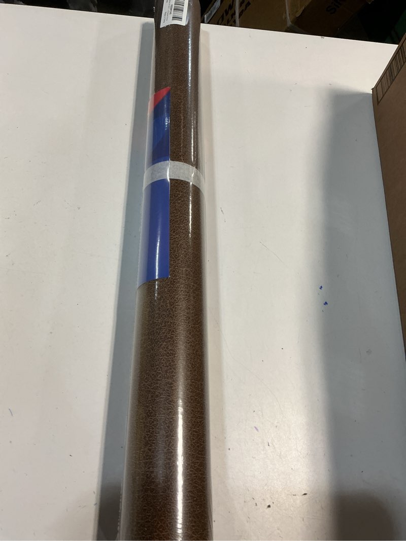 Condition photo showing New/Like New for FunStick 24\\\"x200\\\" Leather Wallpaper Peel and Stick Faux Leather Brown Contact Paper for Cabinets Waterproof Self Adhesive Crocodile Wallpaper Removable Brown Wall Paper for Room Walls Furniture Drawer