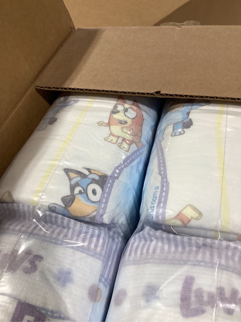 Condition photo showing New/Like New for luvs diapers - size 5, 172 count, bluey platinum protection baby diaper size 5 172
