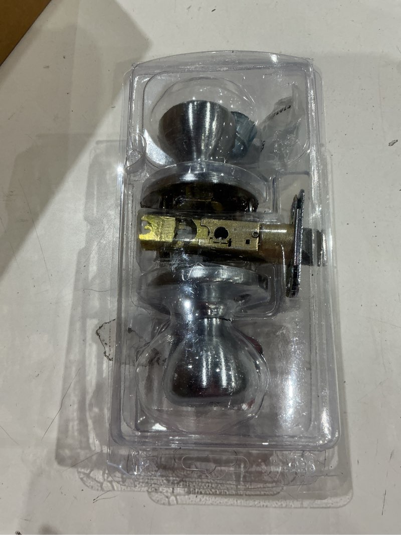Condition photo showing As Is for kwikset tylo satin chrome interior or hall/closet passage door knob