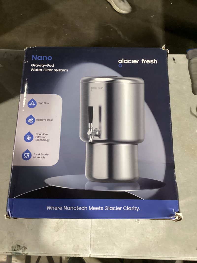 Condition photo showing Good Condition for GLACIER FRESH 2.25G Stainless Steel Countertop Water Filtration System, Gravity-Fed with Elarisey™ Filtration Technology, Reduces Heavy Metals, PFOA & PFOS, and Meets SGS Standards