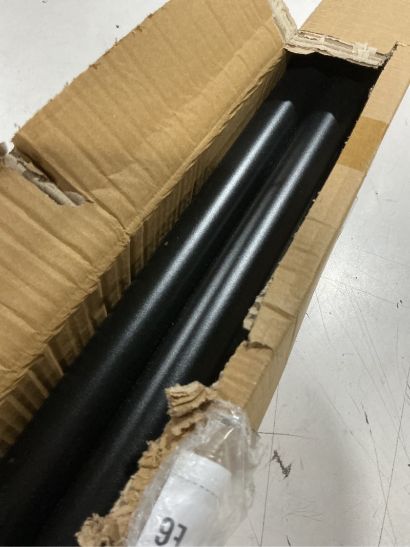 Condition photo showing As Is for extra long tension rod 41-165inch heavy duty tension curtain rods no drilling outdoor curtain rod for patio,windows,shower,doorway,spring rods diameter 1.26inch black