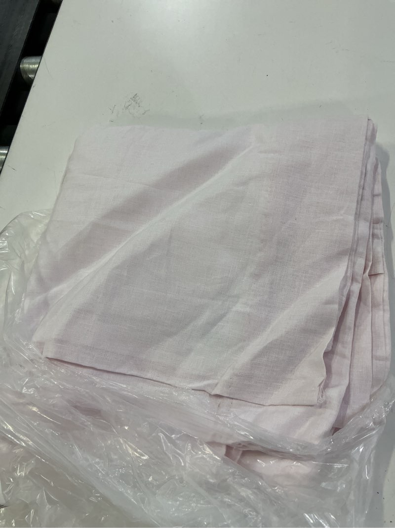 Condition photo showing Good Condition for european linen curtain - single panel, 48x96, vintage blush