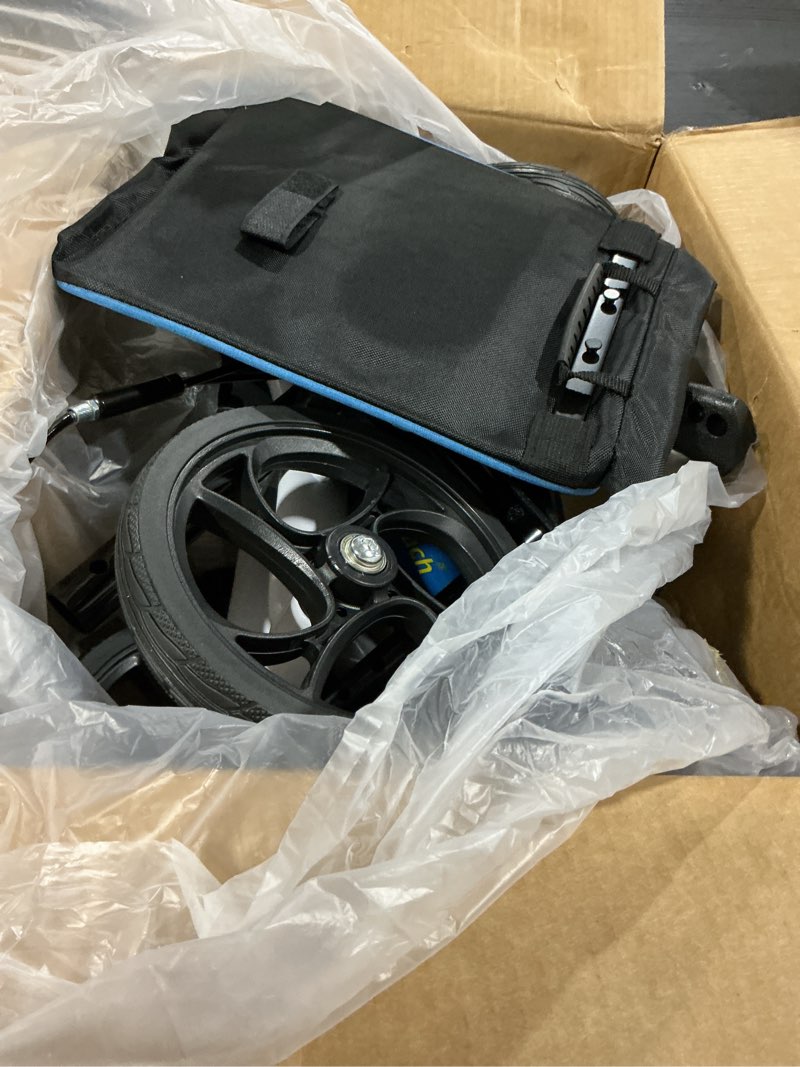 Condition photo showing Good Condition for lightweight walkers for seniors with seat, rollator walker with 18" w seat and 8" all-terrain wheels, 300 lb weight capacity, 6-level adjustable height, aluminum frame, foldable rolling walker, blue 18"w seat/300 pound blue