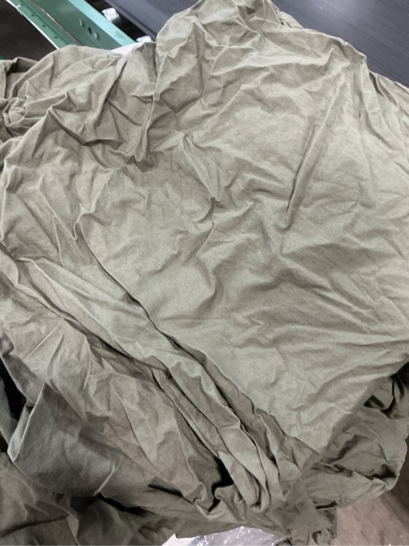 Condition photo showing As Is for organic brushed cotton sheet set, king, dusty olive 3ps