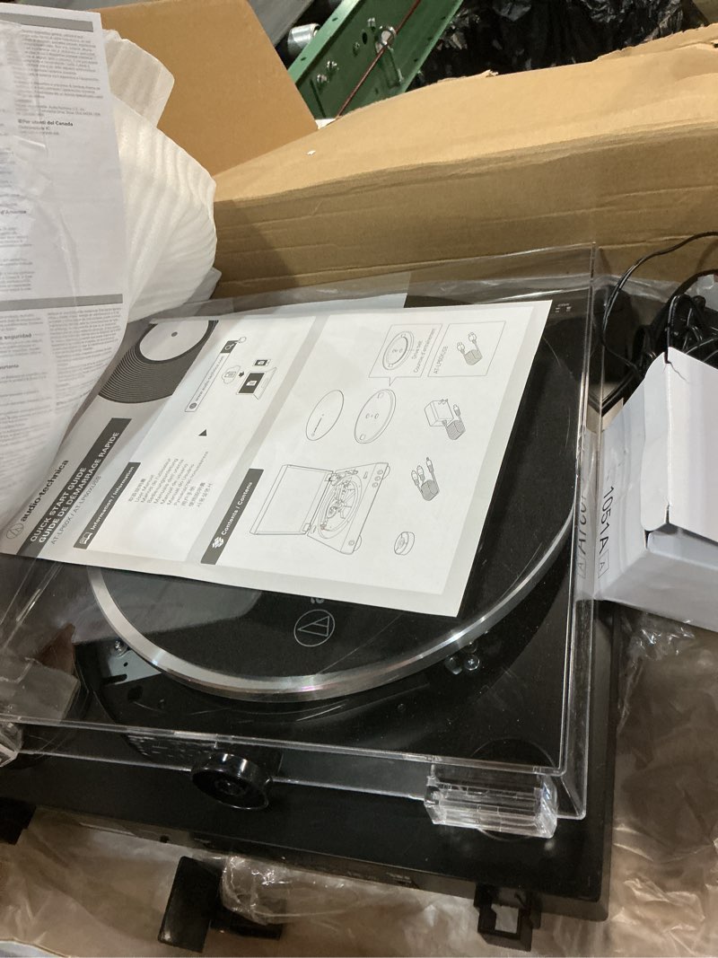 Condition photo showing Good Condition for Audio-Technica AT-LP60X-BK Fully Automatic Belt-Drive Stereo Turntable, Black, Hi-Fi, 2 Speed, Dust Cover, Anti-Resonance, Die-Cast Aluminum Platter Black Wired Turntable