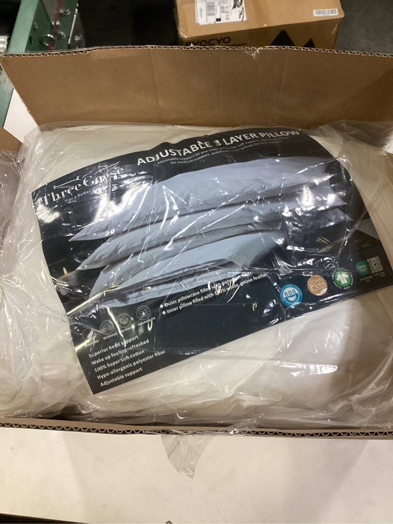 Condition photo showing Good Condition for Three Geese Adjustable Layer Goose Feather Pillow,Assemblable Bed Pillow,100% Soft Cotton Cover,Good for Side and Back Stomach Sleeper, Standard/Queen Size,Packaging Include 2 Pillows. Queen/Standard (Pack of 2) White - Adjustable Pillow 1.0