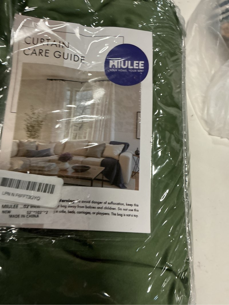 Condition photo showing Good Condition for miulee olive green velvet curtains 102 inches 2 panels - pinch pleated luxury room darkening curtains for bedroom living room thermal insulated super soft window drapes rod pocket, w52 x l102 inch olive green 52"w x 102"l (pack of 2)