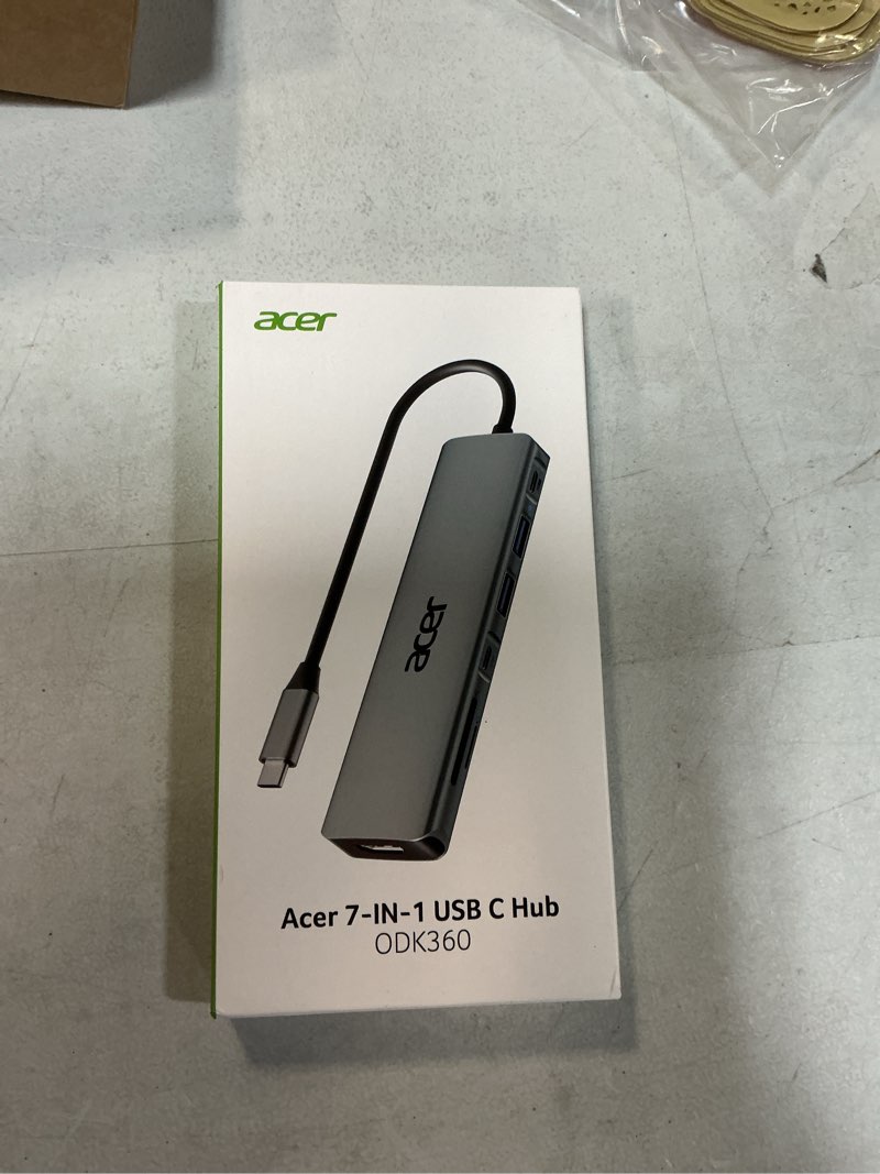 Condition photo showing New/Like New for Acer USB C Hub, 7 in 1 Multi-Port Adapter for Laptop, 4K, HDMI Splitter with 2 USB A 3.1 & Type-C to HDMI Data Port, PD 100W Charging, SD Card Reader for Computer, Desktop, Space Grey