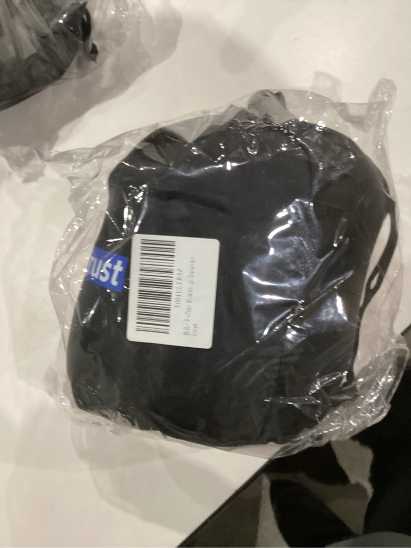 Condition photo showing New/Like New for Airplane Pillow, Travel Neck Pillow with Memory Foam - Adjustable Buckle & Machine Washable Cover for Flights, Car, Office - Includes Eye Mask & Ear Plugs(Black) Black and Gray