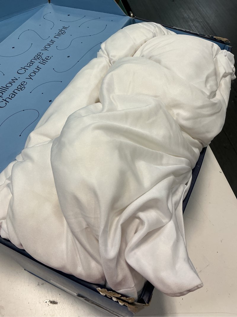 Condition photo showing As Is for dreamyblue signature pillow w/adjustable loft • shredded memory foam fill • neutral alignment for side, back, and stomach sleepers • washable bamboo rayon cover • certipur-us certified foam (queen) queen (pack of 1)