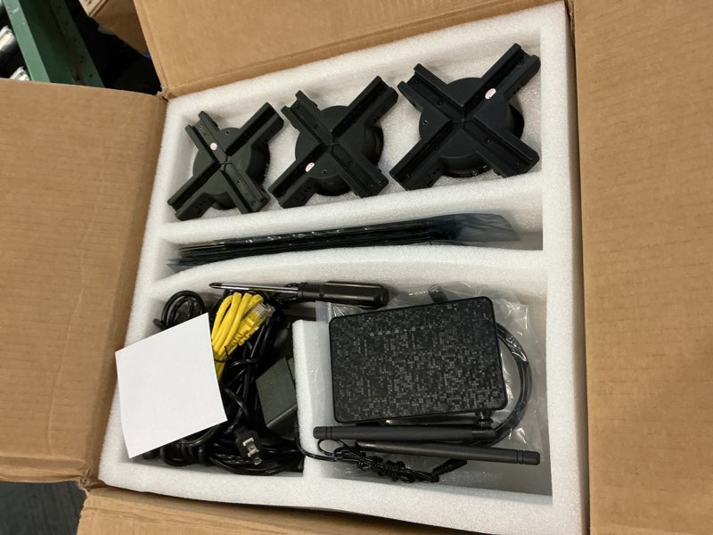 Condition photo showing Good Condition for 3d Splicing Holographic Display Fan 22'' 3 Pcs With Stand Set 3dhologramFan Led Projector Christmas Tree, With Wifi & Bluetooth, App And Remote Control, for Halloween Party Events Holographic Light