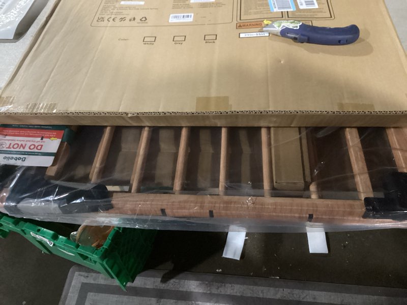 Condition photo showing New/Like New for babelio metal auto close baby gate pressguard p7, 29"-55" wide extra wide pet gate for the house and doorways, pressure mounted walk thru child gate with door, brown wood pattern