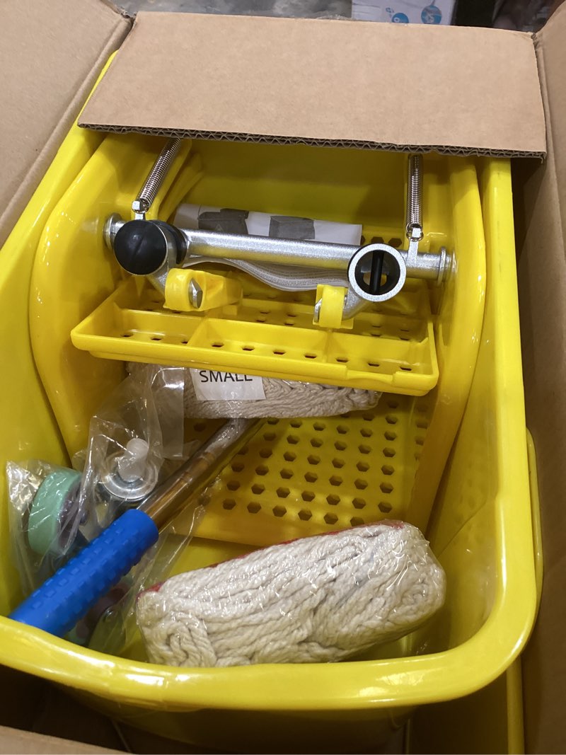 Condition photo showing Good Condition for matthew cleaning 22 quart compact mop bucket incl.2 pack mop head with side press wringer on wheels,tandem portable floor cleaning wavebrake,ideal for household,industrial,restaurant,janitorial use yellow 22 quart
