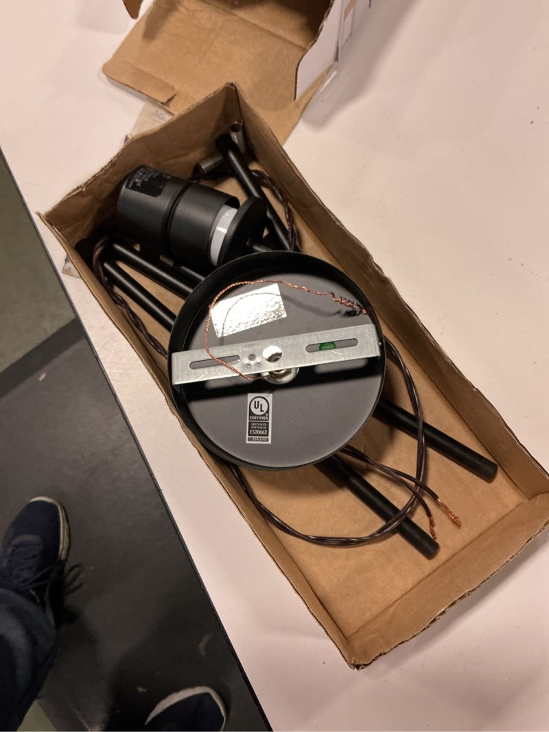 Condition photo showing As Is for Style Selections 1-Light Pendant Fitter Chrome 3786701 Matte Black Finish