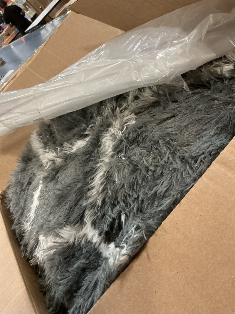 Condition photo showing Good Condition for onasar area rugs for living room bedroom, 5x8 fluffy grey and white rug, geometric boho soft plush shaggy fuzzy floor carpet for nursery kids girls boys teen dorm home decor aesthetic 5' x 8' (rectangular) 5- grey / white
