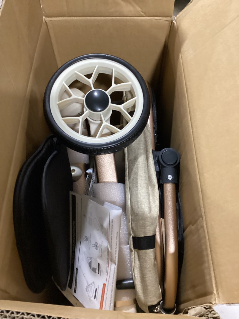 Condition photo showing Good Condition for All-Terrain Pet Stroller for Small Medium Dogs & Cats, 30 lbs Capacity - Portable Carrier with One-Touch Brake, Lightweight Foldable Design & Shock Absorption Wheels,Khaki Khaki Small