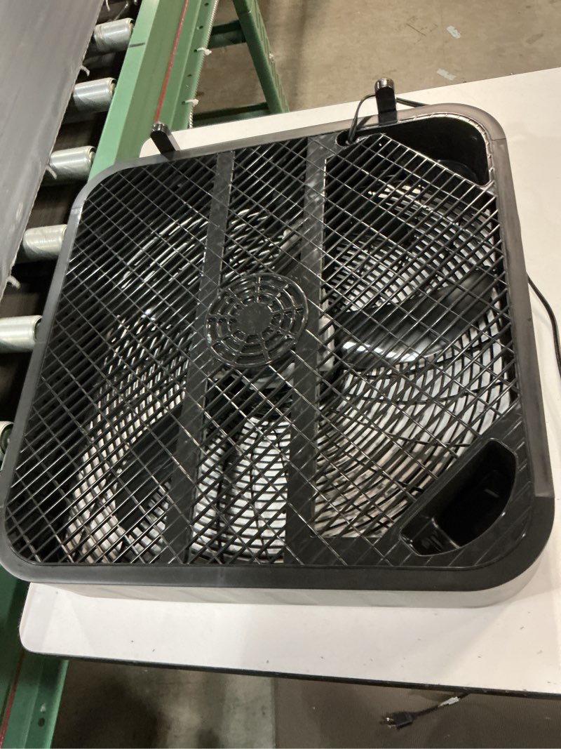 Condition photo showing As Is for 5k+ bought last week utilitech 20-in high velocity indoor box fan, in black