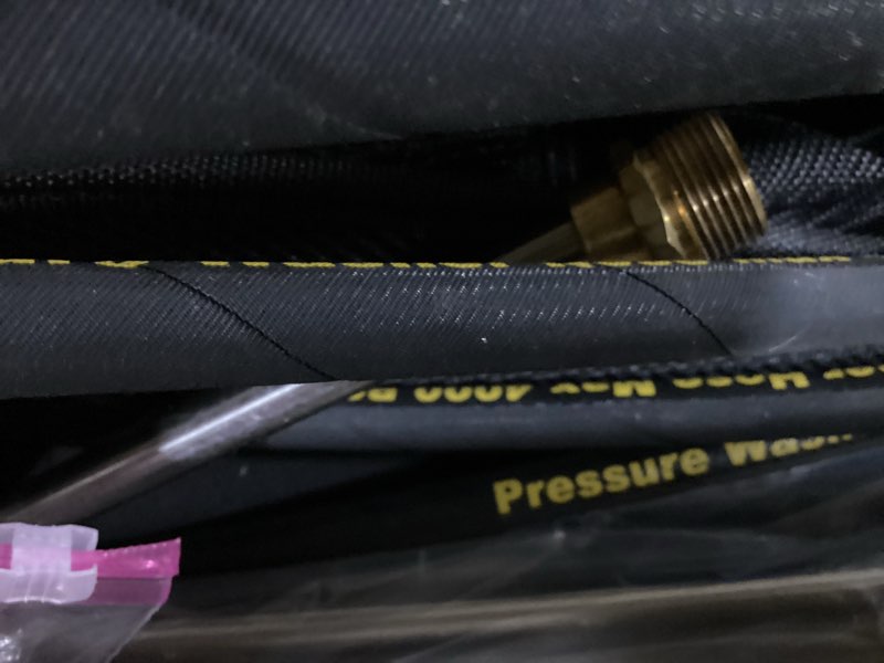 Condition photo showing As Is for 24 FT Telescoping Pressure Washer Wand Extension, Hot Water Supported Power Washer Extension Wand with Brush Head, 5 Nozzle Tips, 2 Adapters, Harness, Gutter Cleaning Tools from The Ground 24FT-SE