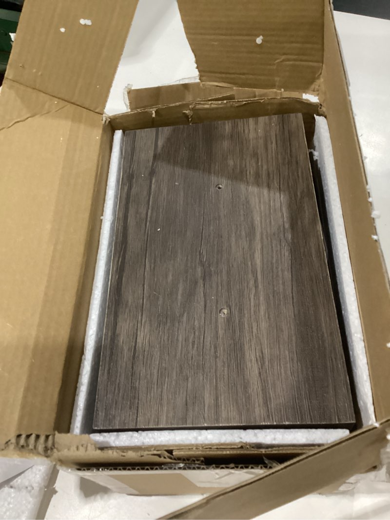 Condition photo showing Good Condition for floating shelves for wall, bathroom shelves over toilet, wall shelves & book shelf for room, hanging shelf, wooden wall-mounted small floating shelves, 12 x 7 x 1.5 in (smoke gray, set of 3) smoke gray 12"(set of 3)