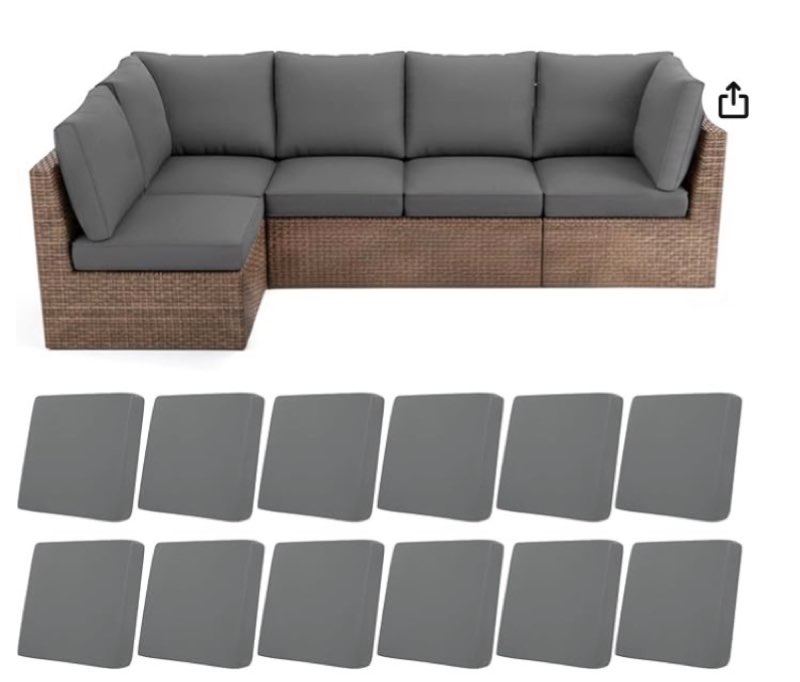 12pcs patio cushion covers,patio seat protectors splash-proof, deep seat, washable outdoor couch cus