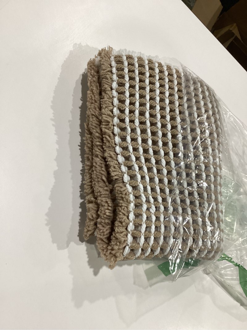 Condition photo showing Good Condition for Waffle Bath Mat, Boho Bathroom Rugs Non Slip Washable Super Absorbent Quick Dry Bath Mat Farmhouse Bathroom Decor, 24"x16" Khaki and White Khaki & White 1'4" x 2' (Rectangular)