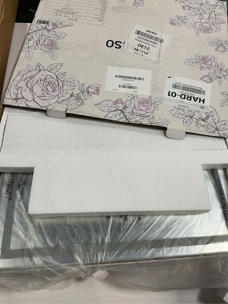 Condition photo showing New/Like New for MINISO Vanity Mirror with Lights-19.7" x 15.8" LED Makeup Mirror, 3 Color Modes Touch Control and Brightness Adjustment Lighting Mirror, 10X Magnifying Glass, 360° Rotation Right-angle 19.7"L x 15.8"W