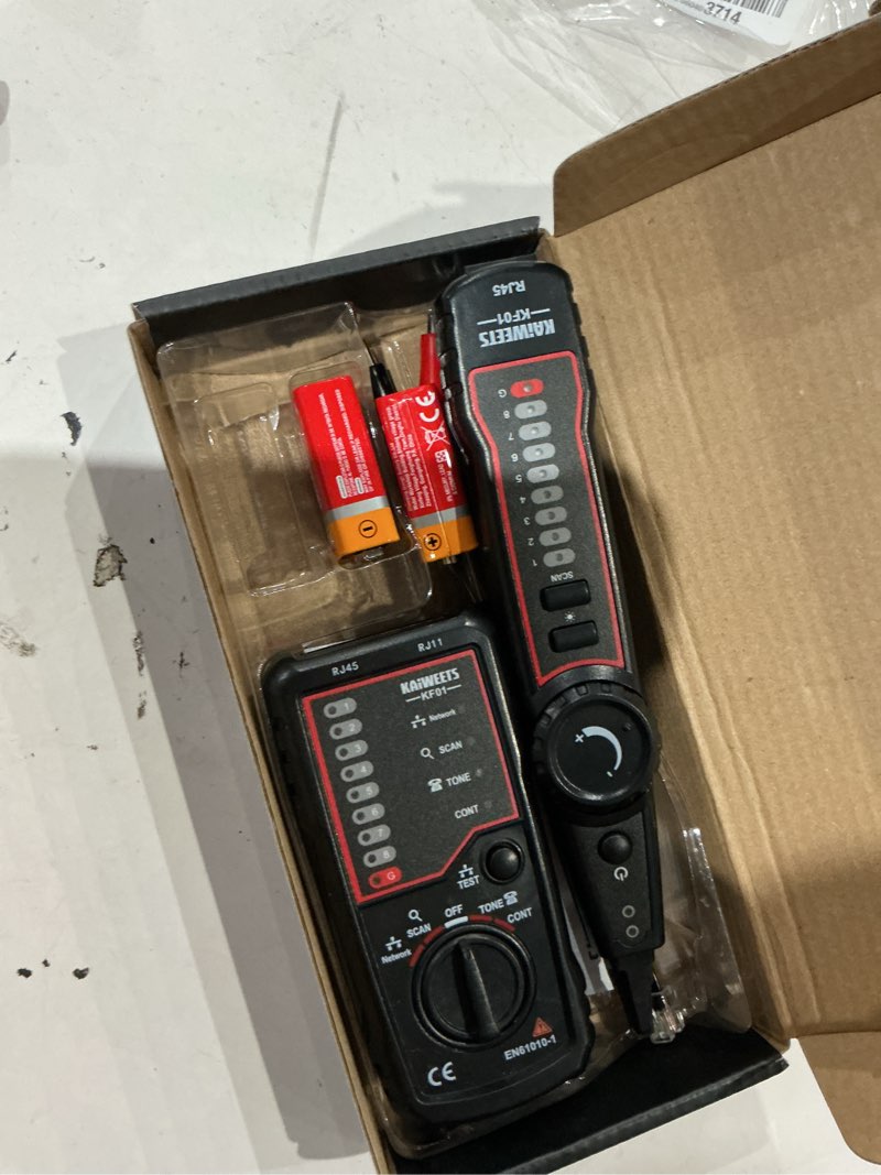 Condition photo showing Good Condition for kaiweets network cable tester, rj45 rj11 wire tracer line finder, tone generator and probe kit, cable tracer ethernet lan network cat5 cat6 for cable collation, telephone line test