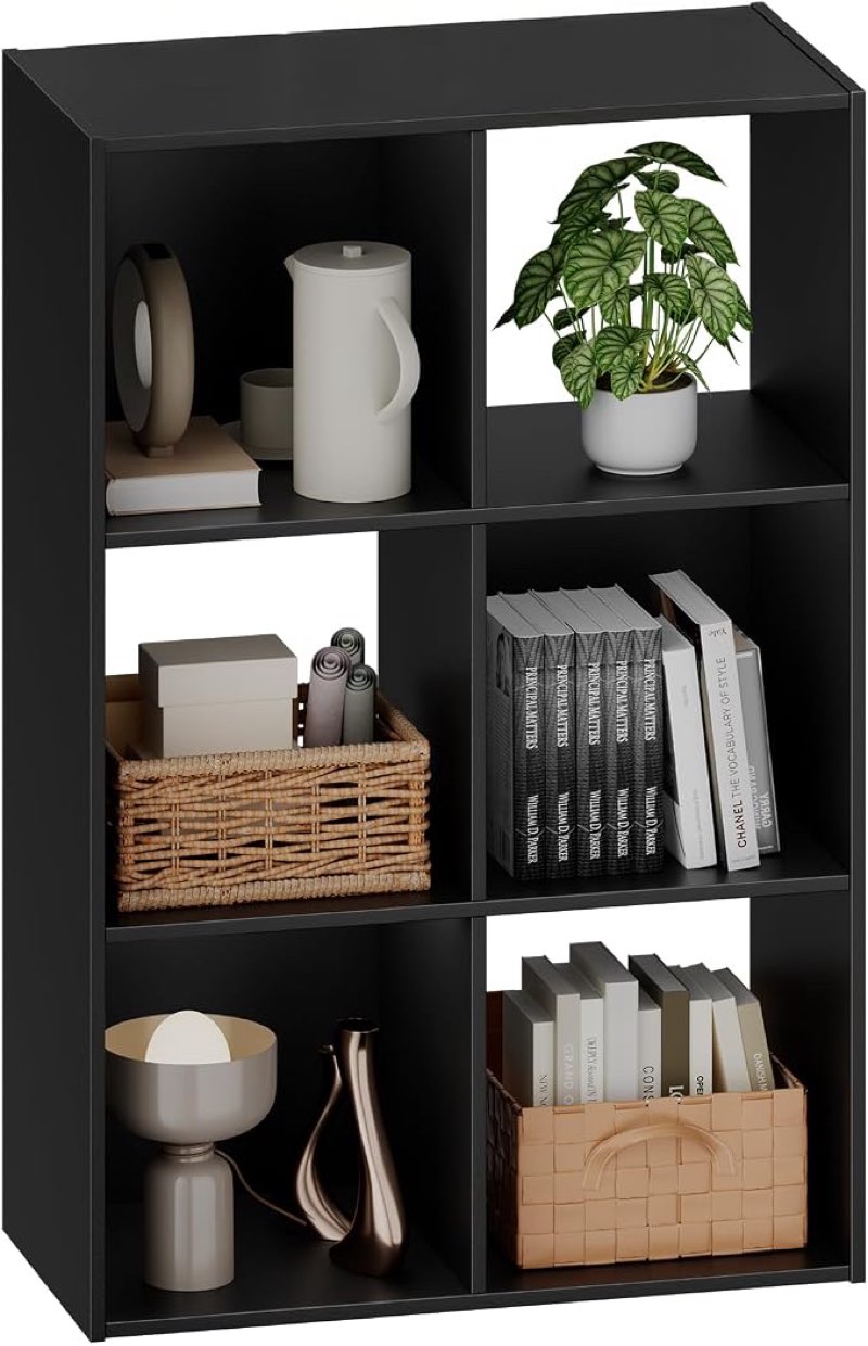 sweetcrispy 6 cube storage organizer - open cube bookshelf with 3 removable back panels, display storage bookcase for living room, bedroom, entrance hall, home office?36" lx11.6 wx24 h, deep black