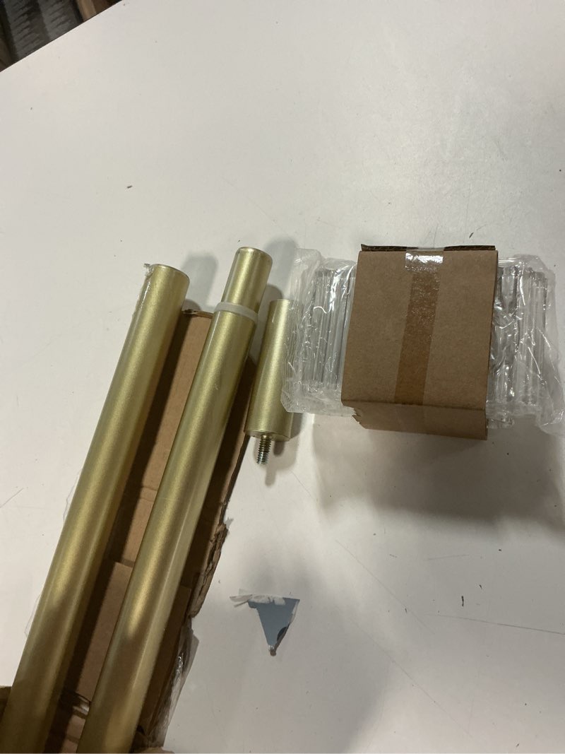 Condition photo showing Good Condition for umbra flute curtain rod 1" diameter, adjustable 42"–120", gold – modern telescoping window rod set with decorative wall brackets & easy installation hardware