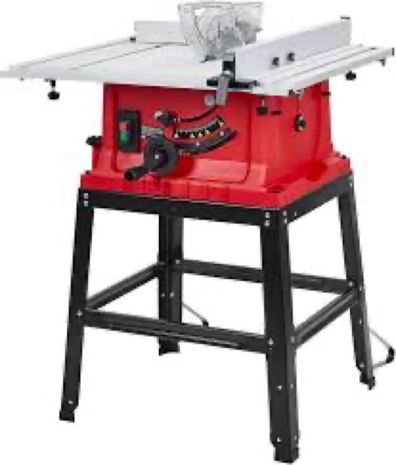 Table Saw 10 Inch, 15 Amp 5000RPM Powerful Tablesaw With Stand & Protective Cover, 36 X 25 Inch Tabl