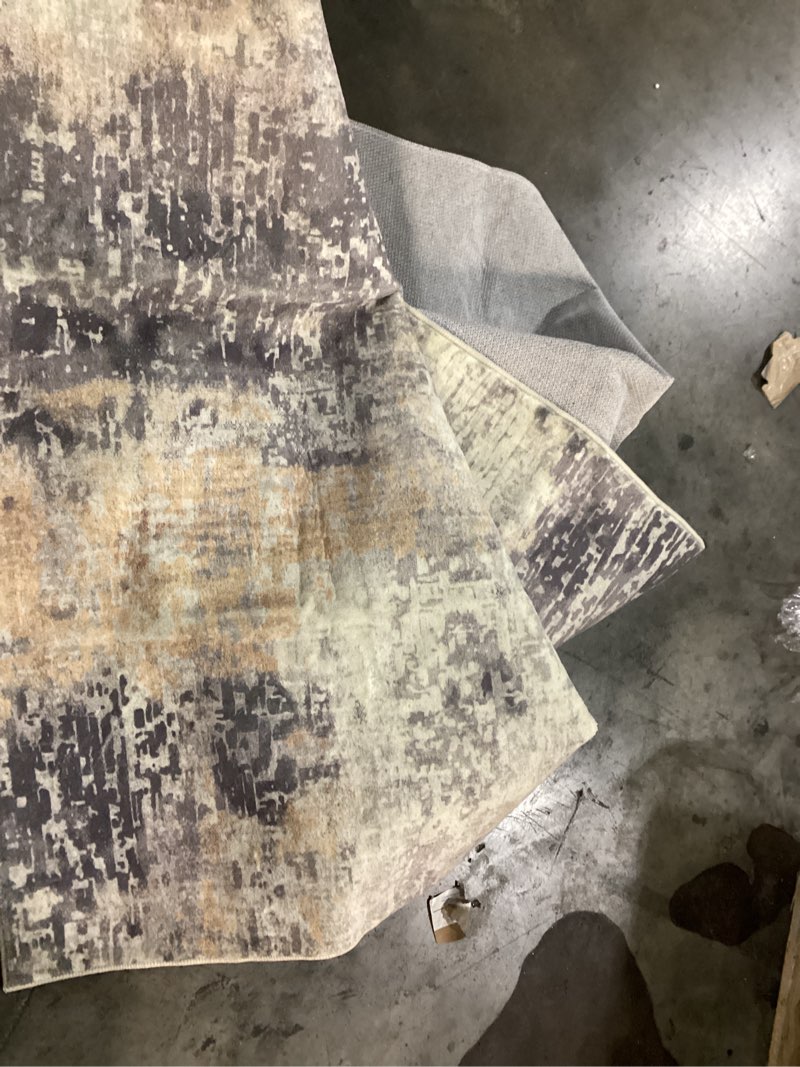 Condition photo showing Good Condition for Lahome Modern Abstract Runner Rug - 3x5 Gray Washable Entry Rug, Soft Non-Slip Contemporary Nursery Mat Indoor Throw Kitchen Carpet for Living Dining Bedroom Chair Decor