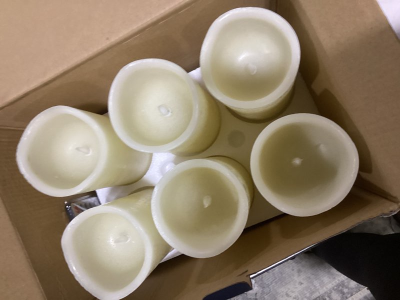 Condition photo showing Good Condition for h-blossom flameless candles battery operated real wax pillar led candles with 10 key remote control cycling 24 hours timer set of 6 (3" x 6" remote)